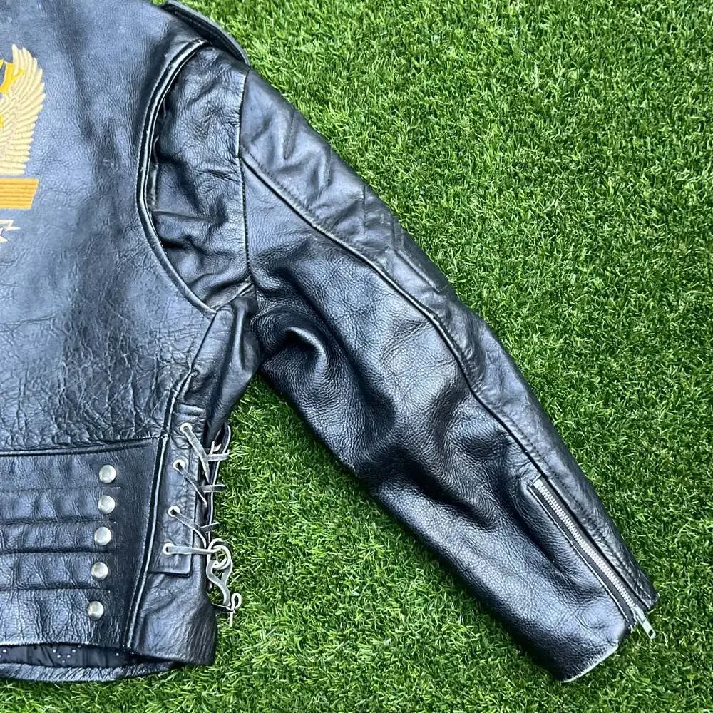 Vintage 1980’s Harley-Davidson Embroidered Leather Motorcycle Jacket with Lacing